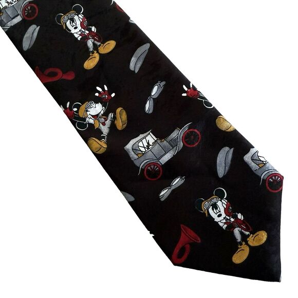Disney Mickey Unlimited Mickey Mouse Tie Vintage Car Horn Hat Black 4" x 57" NWT - Picture 1 of 5